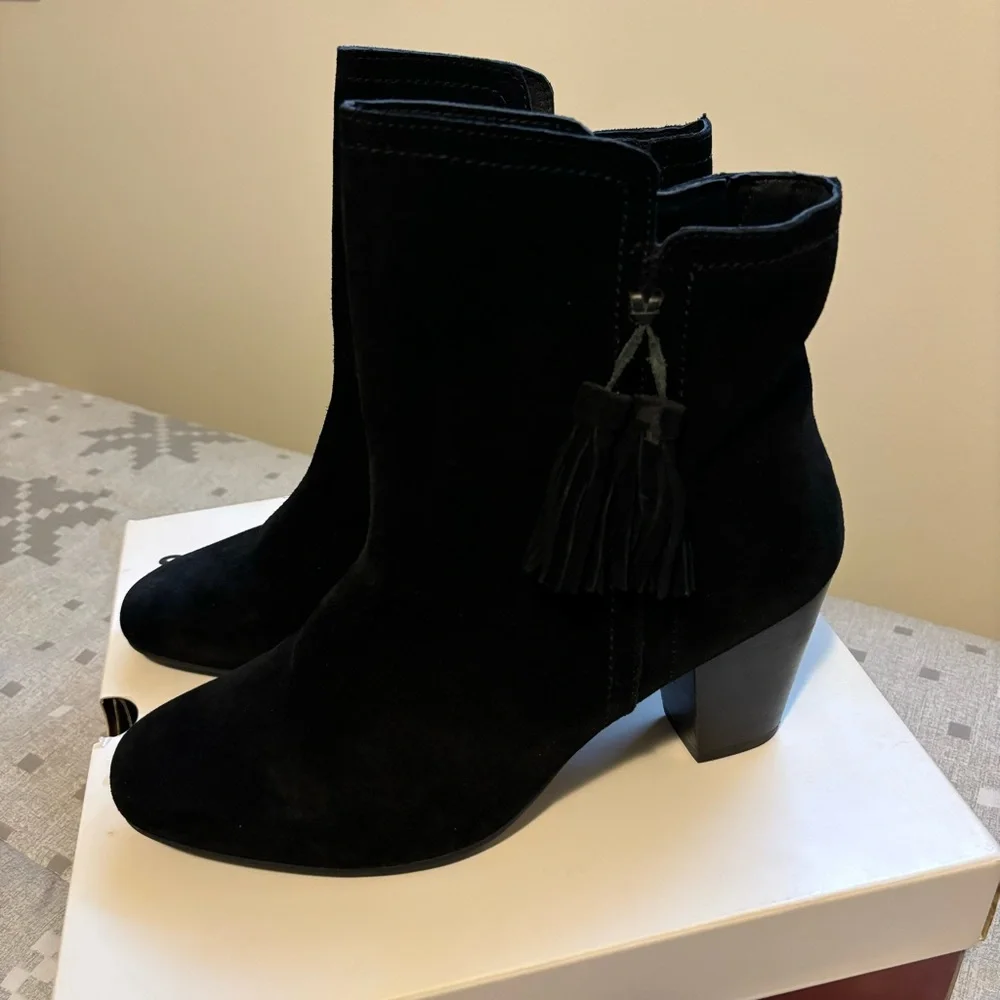 Hush Puppies Daisie Billie Suede Tassel Ankle Boot Black - Picture 3 of 6